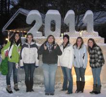Teen girls at snow camp